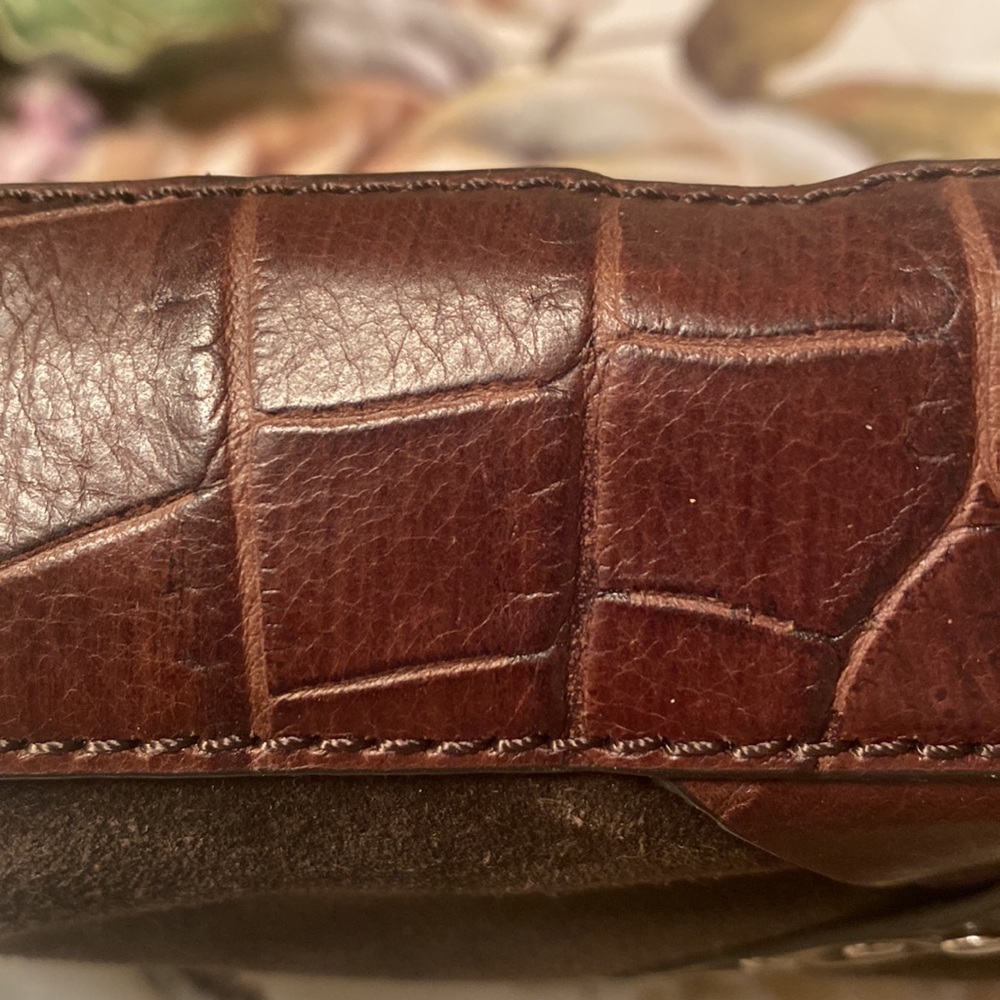 Donald Pliner Purse Bag Brown Suede w/studded leather trim Pink interior - Picture 6 of 14